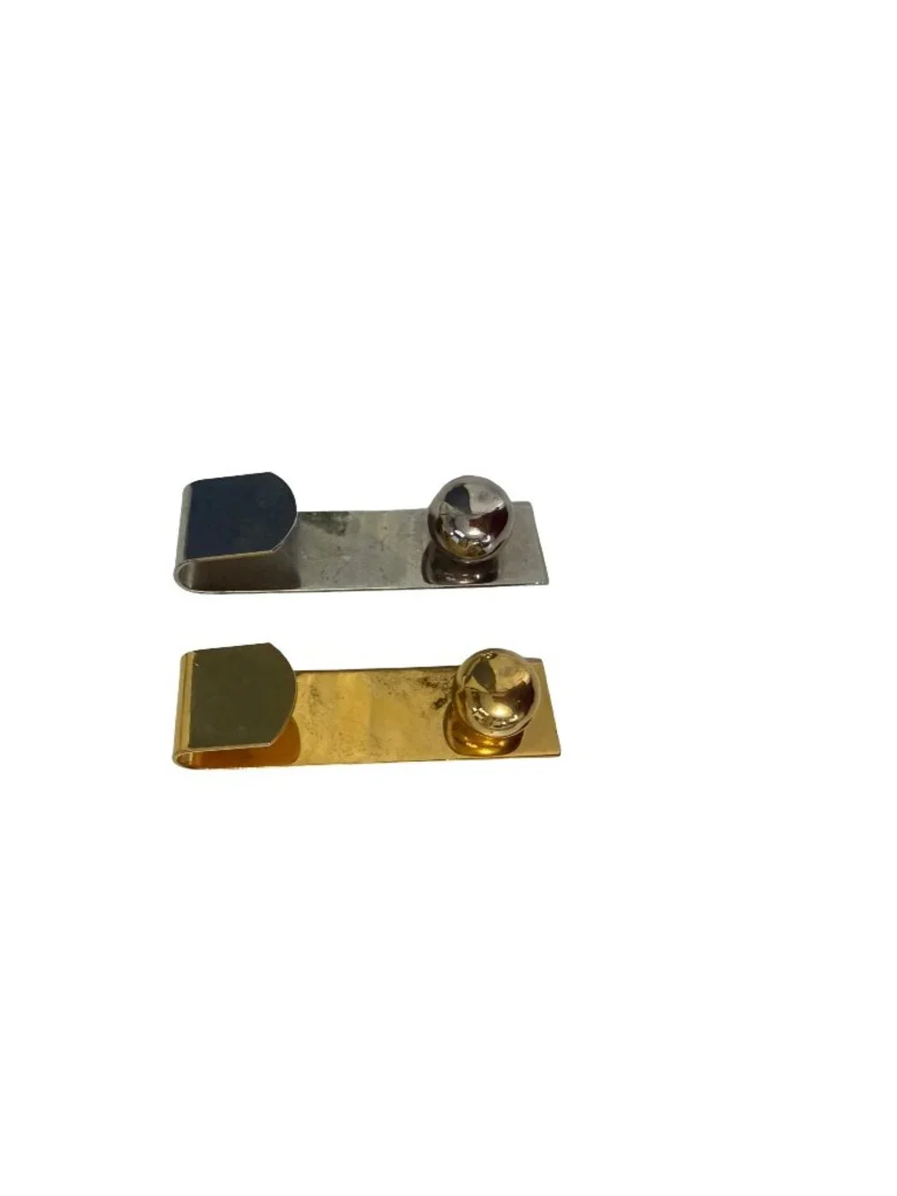 Vintage Gold Tone & Silver Tone Sweater Guard Collar Clips Set of 2 Geometric Ba
